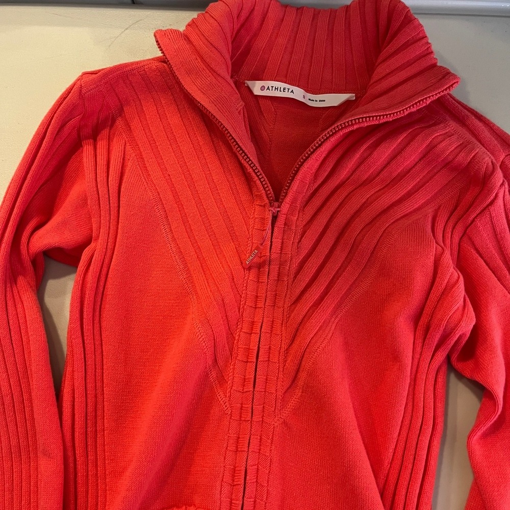 Athleta Red Ribbed Jacket - Picture 2 of 10